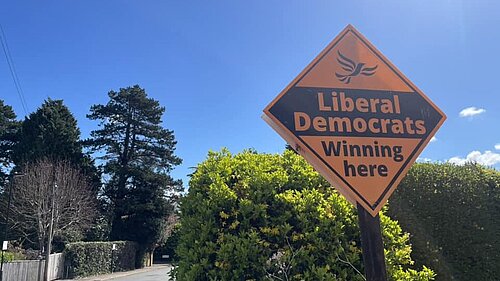 A picture of a Liberal Democrats sign