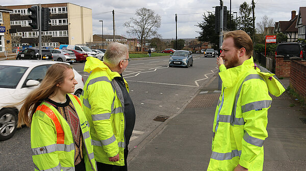 Thomas Gravatt talking road safety on Bassett Green Road