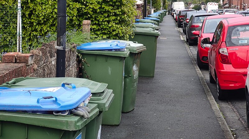 Full bins in a Southampton street
