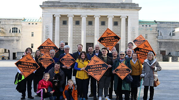 Liberal Democrat campaigners in Guildhall Square